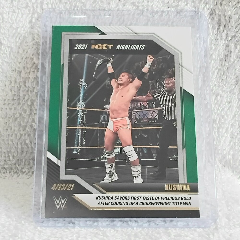5/$20 Mint 2022 Panini Kushida Green Highlights NXT/WWE Card 13!!